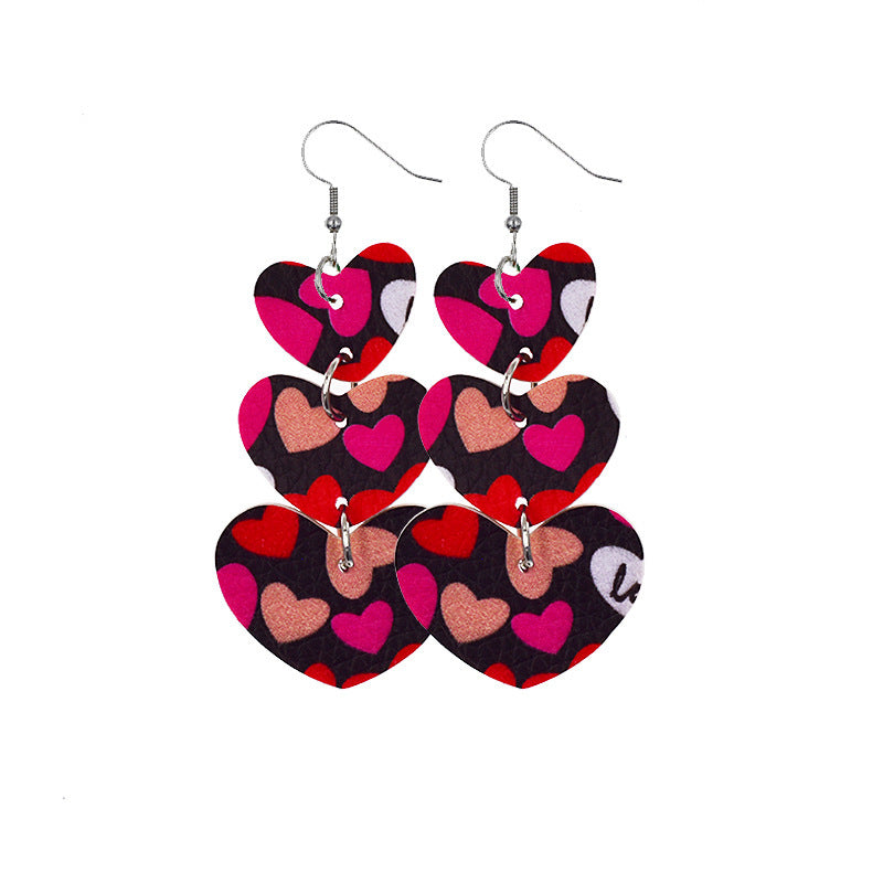 Wholesale In stock wholesale Valentine's Day series suit leather earrings cross-border creative personality love heart leather earrings